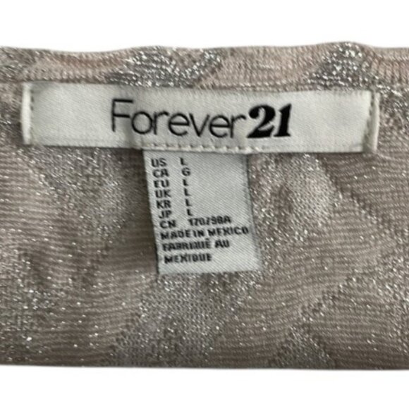 Forever 21 silver metallic patterned short sleeve loose fit crop top size L - Picture 5 of 6
